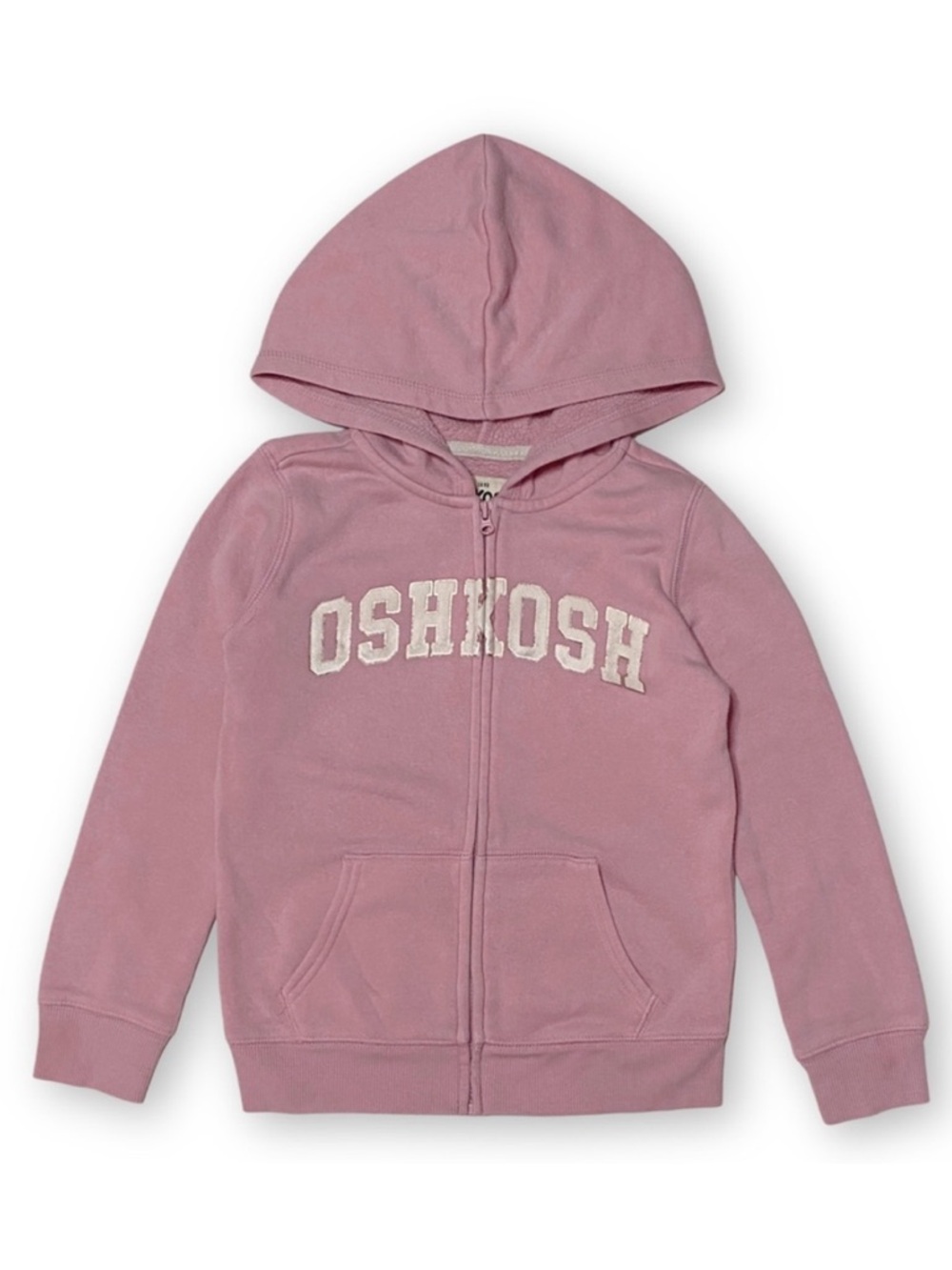 OshKosh B'gosh Girls Size 6/6X Logo Pink Fleece Full Zip Up Sweatshirt Hoodie